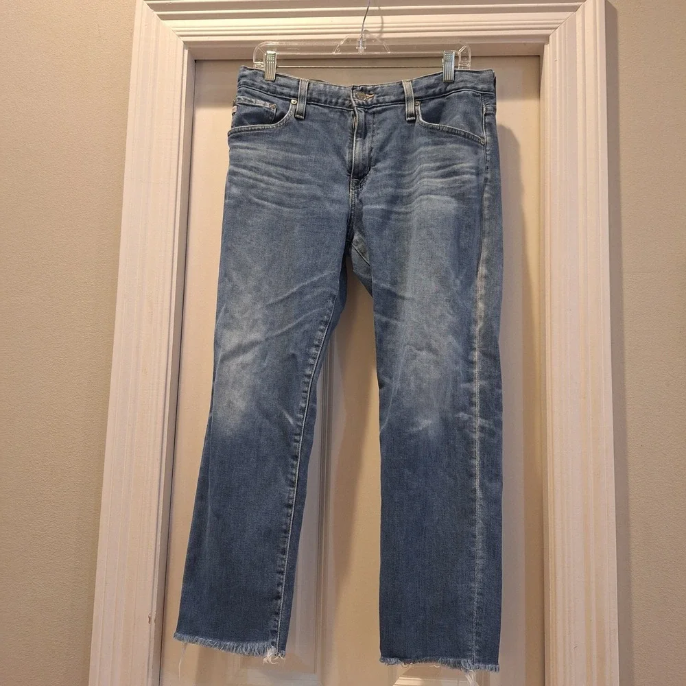 AG Adriano Goldschmied Jeans Wom Sz 31R Blue AG-ED Denim Raw‎ Hem Straight Leg